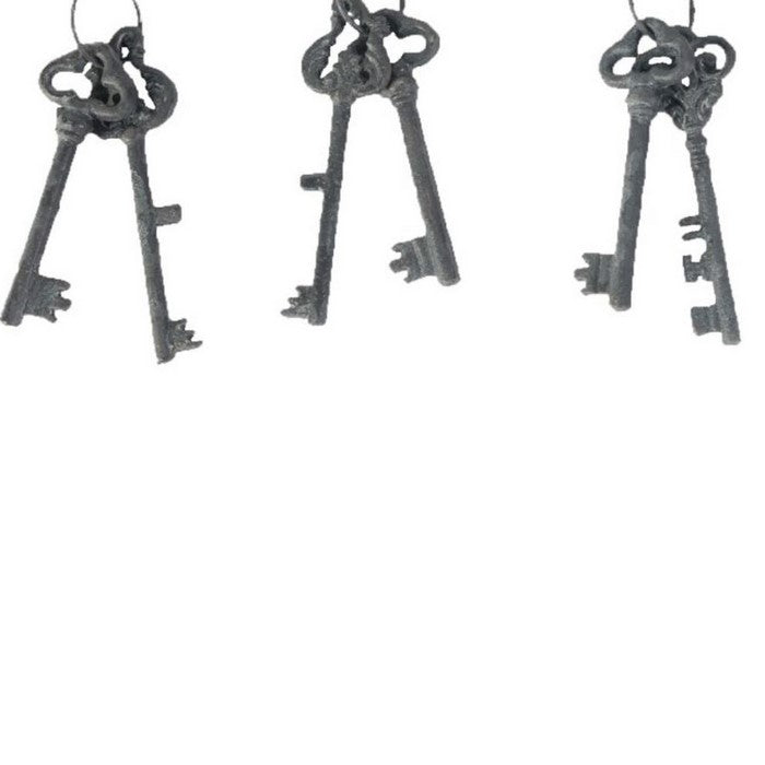 decorative 4 Piece Lock and Key Set Wall Accent, Antique Silver
