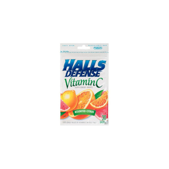 Halls Defense Vitamin C Assorted Citrus Supplement Drops -- 30 Drops