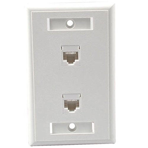 C2G/Cables to Go 27416 Two Port Cat5E RJ45 Configured Single Gang Wall Plate - White