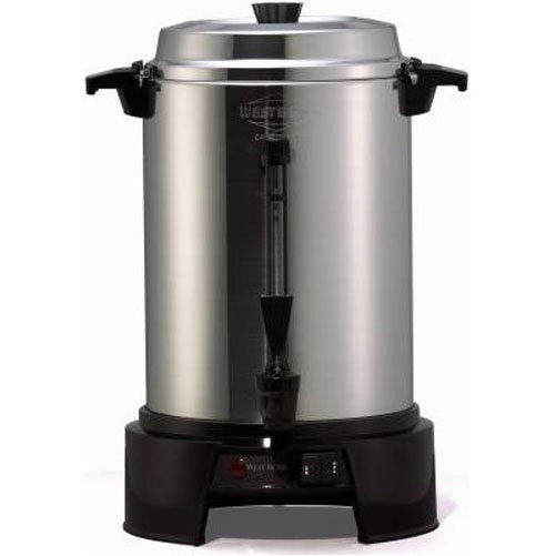 West Bend 13500 Highly-Polished Aluminum Commercial Coffee Urn Features Automatic Temperature Control Large Capacity with Quick Brewing Smooth Prep and Easy Clean Up, 55-cup, Silver