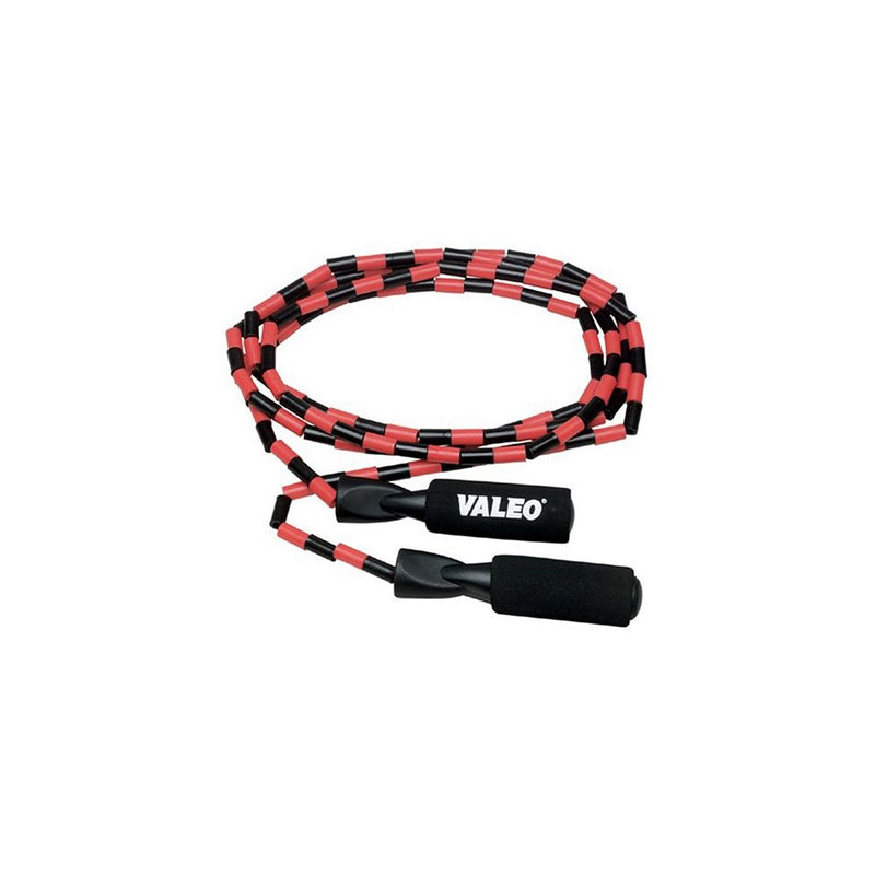 Valeo Beaded Jump Rope, Adjustable 9-Foot Length With Durable Plastic Beaded Nylon Rope And Molded Handles With Foam Grips