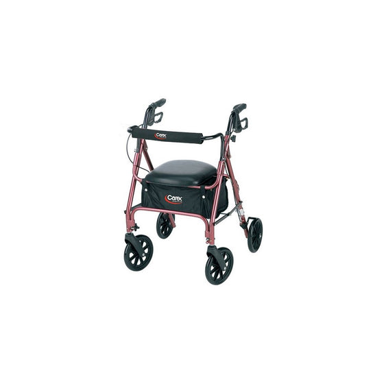 Carex Rolling Walker with Padded Seat and Backrest, Height Adjustable Handles, Folds for Storage & Transport, 250 Pound Weight Capacity