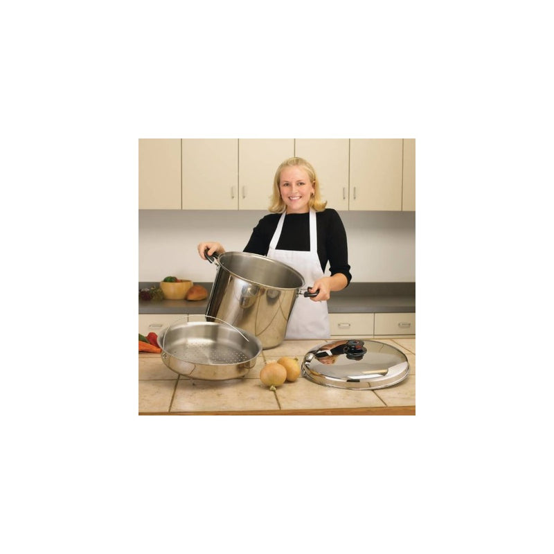 Precise Heat 24-Quart "Waterless" Stockpot with Deep Steamer Basket