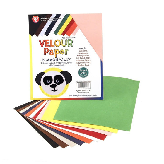 Hygloss 1085 Assorted Colors 20 Sheets Velour Paper