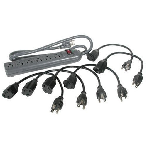 C2G/Cables to Go 35549 6-Outlet Surge Suppressor with Six Outlet-Saver Power Extension Cords (1 Foot, 0.3 Meters)