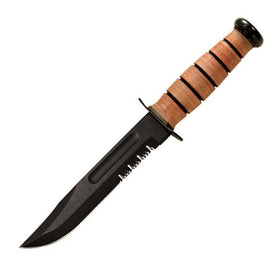 Army Fighting/Utility Knife, Serrated, Leather Sheath