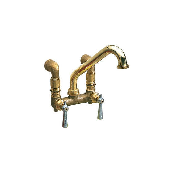 PlumbCraft Two Handle Standard Utility Faucet, Polished Brass, Wall or Sink Mount