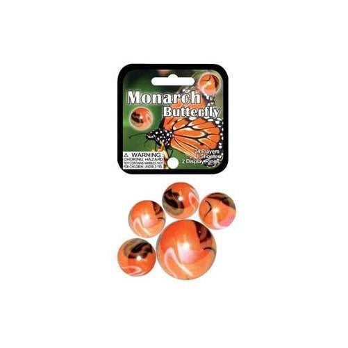 Mega Marbles - MONARCH BUTTERFLY MARBLES NET (1 Shooter Marble, 24 Player Marbles)