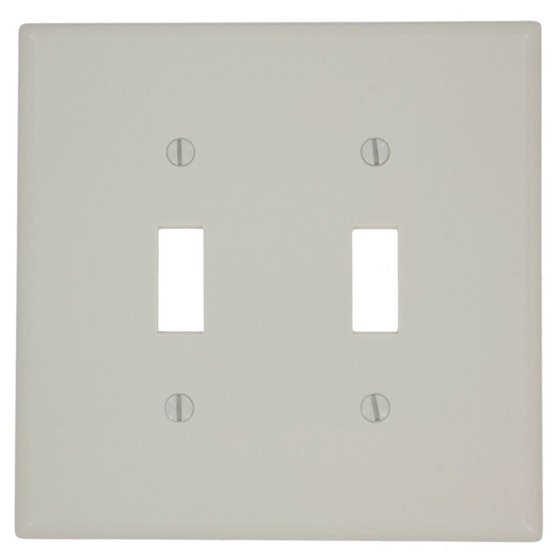 Leviton 80509-T 2-Gang Toggle Device Switch Wallplate, Midway Size, Light Almond