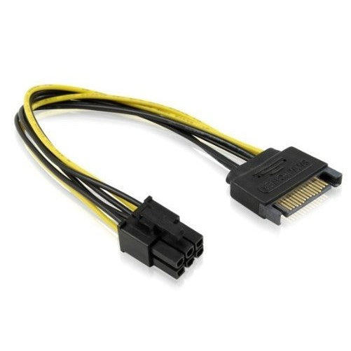 Branded 8inch SATA 15pin to 6pin PCI Express Card Power Cable