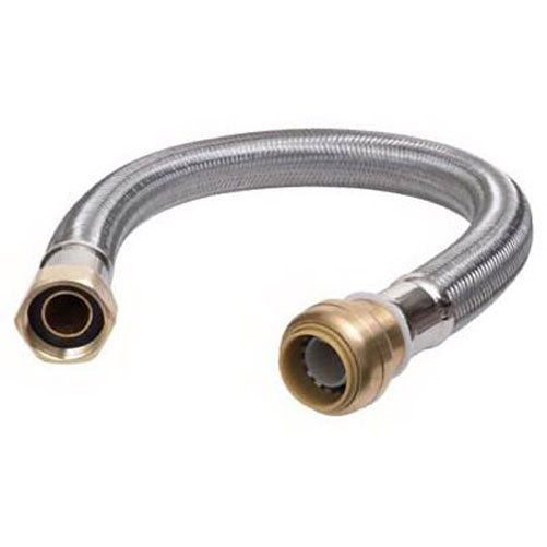 SharkBite U3068FLEX18LFA Flexible Water Heater Connector 1/2 inch x 3/4 inch x 18 inch, Push-to-Connect Braided Stainless Steel Water Heater Hose