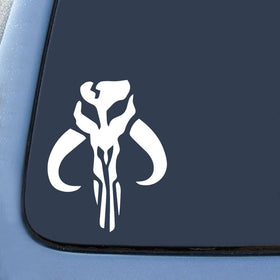 Mandalorian Skull Boba Fett Sticker Decal Notebook Car Laptop 6" (White)