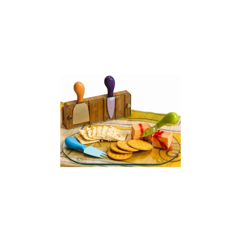 Picnic Plus Tempered Glass Monaco Cheese Board With Serving Tools