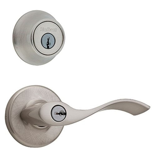 Kwikset 690 Balboa Entry Lever and Single Cylinder Deadbolt Combo Pack, Satin Nickel