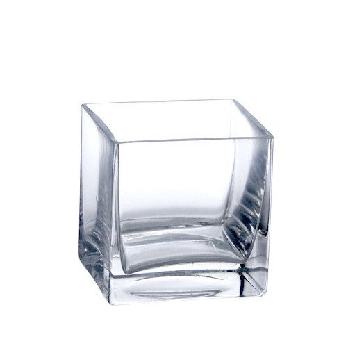 CYS EXCEL Cube Vase, Crystal Clear Glass Vase, Cube Glass Vase (Pack of 6PCS), Multiple Size Available … (Cubic:4")