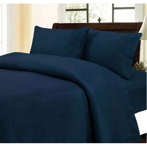 Luxurious KING Size NAVY Color 4 Piece Super Soft Microfiber WATER-BED ATTACHED Sheet Set With Pole Attachment. Includes Flat Sheet, Fitted Sheet and Pillow Case.