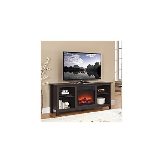 Walker Edison W58FP18ES Fireplace TV Stand, Espresso, 58"