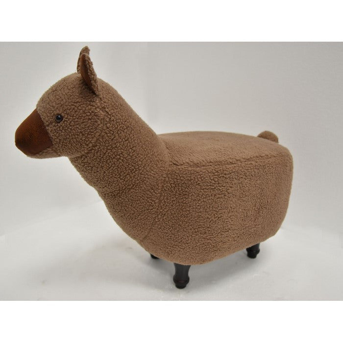 Grass Mud Horse Shape Wooden Storage Ottoman with Fabric Upholstery, Brown