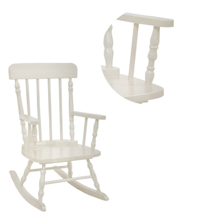 Traditional Style Wooden Kids Rocking Chair with Spindle Back, White