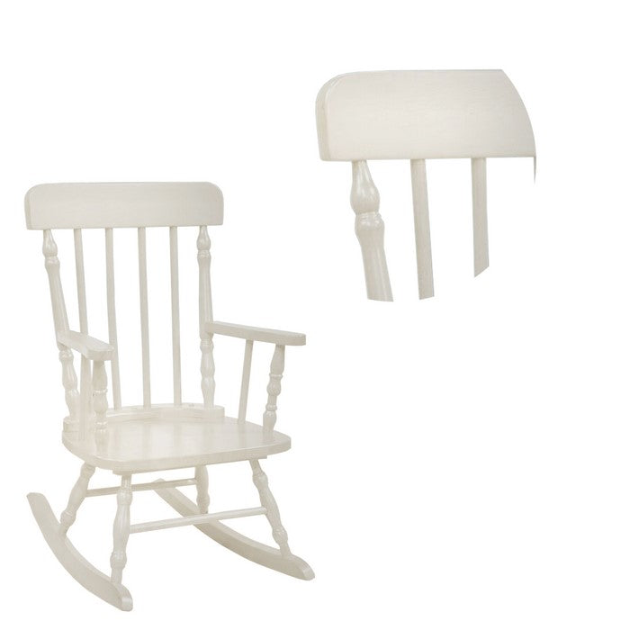 Traditional Style Wooden Kids Rocking Chair with Spindle Back, White