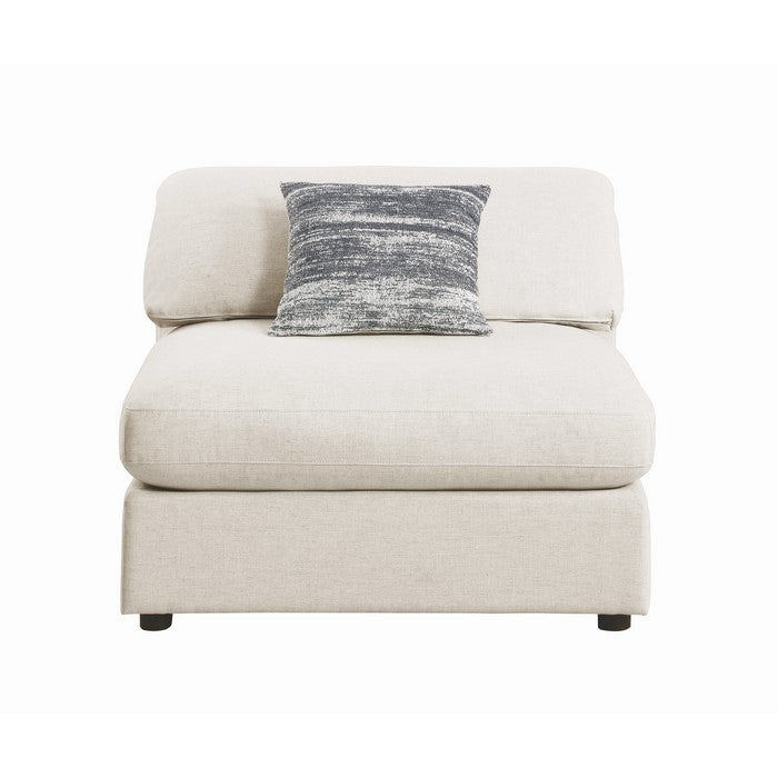 Fabric Upholstered Wooden Armless Chair with Loose Cushion Seat and Small Feet, Beige