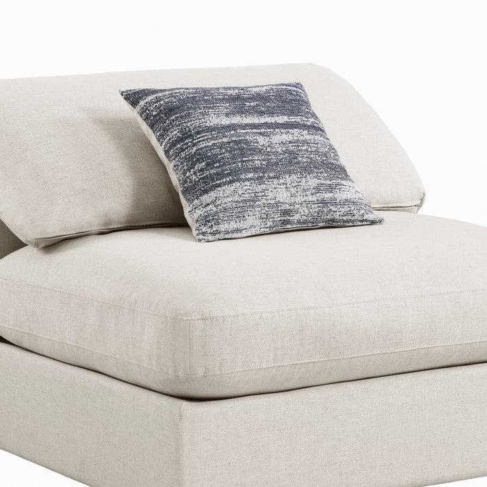 Fabric Upholstered Wooden Armless Chair with Loose Cushion Seat and Small Feet, Beige