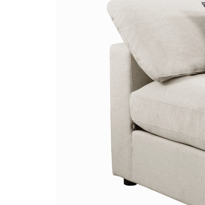 Fabric Upholstered Wooden Armless Chair with Loose Cushion Seat and Small Feet, Beige