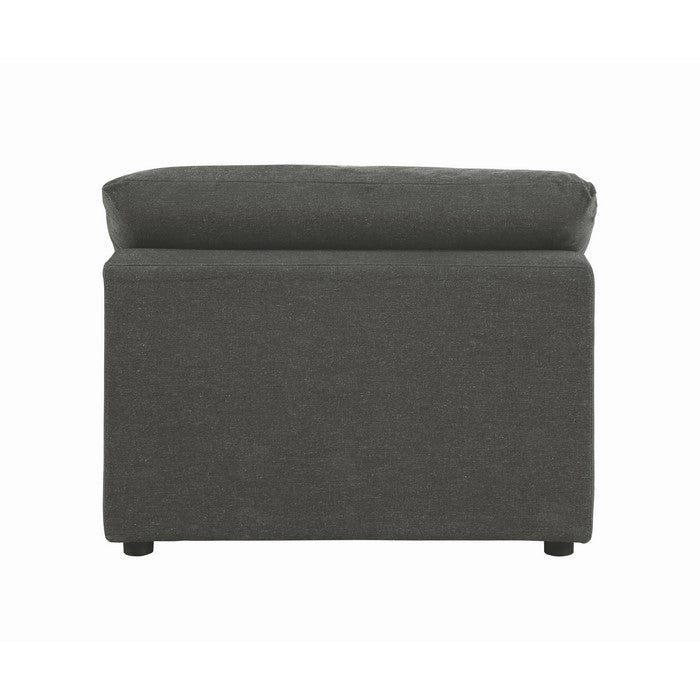 Fabric Upholstered Wooden Armless Chair with Loose Cushion Seat and Small Feet, Dark Gray