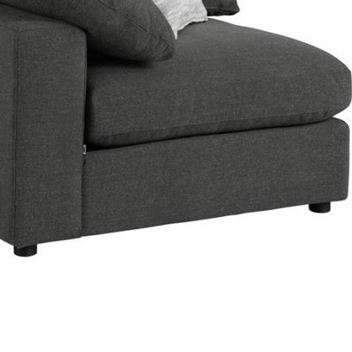 Fabric Upholstered Wooden Corner Chair with Loose Cushion Seat and Small Feet, Dark Gray