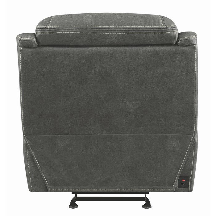 Fabric Upholstered Metal Power Recliner Chair with Cushion Armrest and Adjustable Headrest, Black
