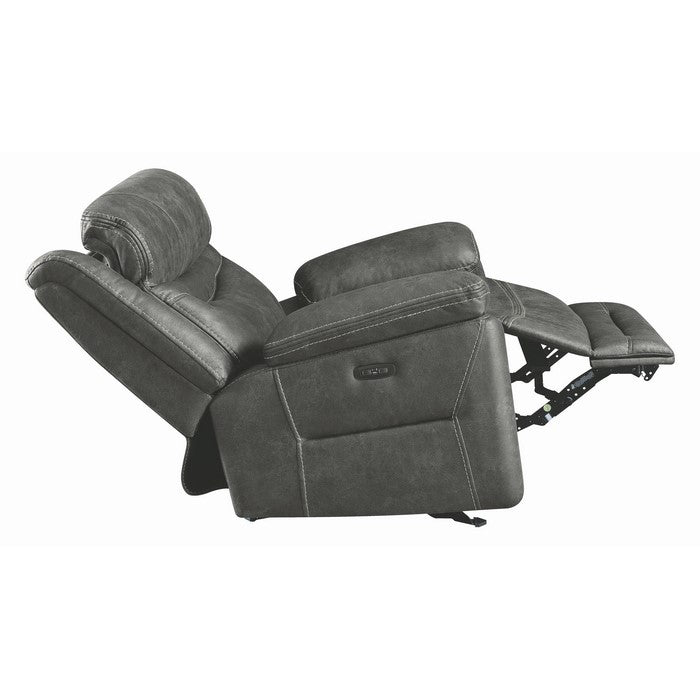 Fabric Upholstered Metal Power Recliner Chair with Cushion Armrest and Adjustable Headrest, Black