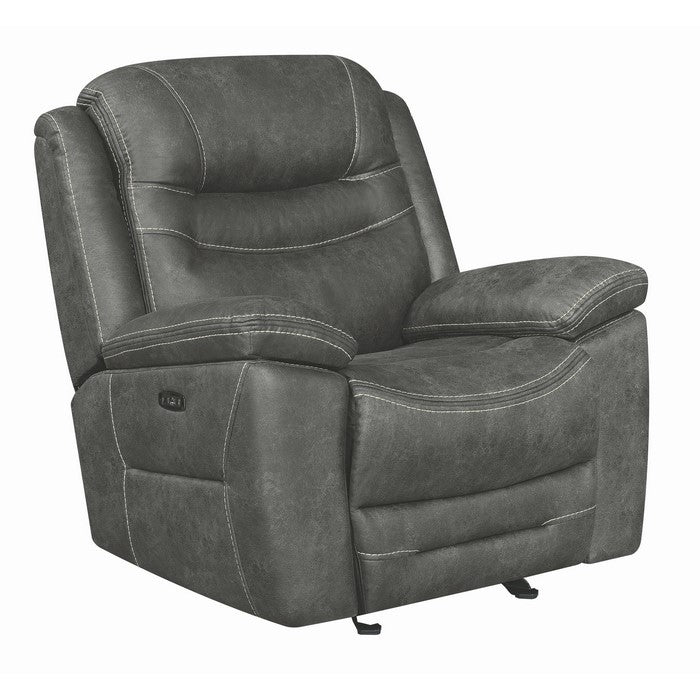 Fabric Upholstered Metal Power Recliner Chair with Cushion Armrest and Adjustable Headrest, Black