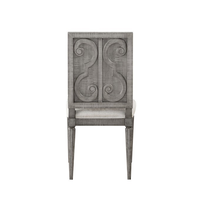 Fabric Upholstered Wooden Side Chair with Cushioned Seating and Tapered Legs, Set of 2, Gray