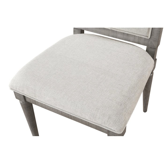 Fabric Upholstered Wooden Side Chair with Cushioned Seating and Tapered Legs, Set of 2, Gray