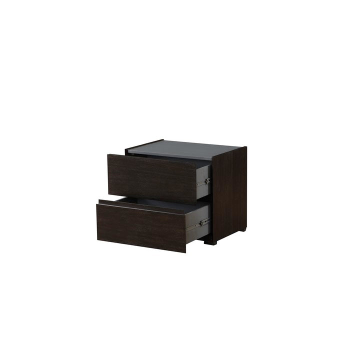 Contemporary style Wooden Nightstand with 2 Drawers, Brown and Gray
