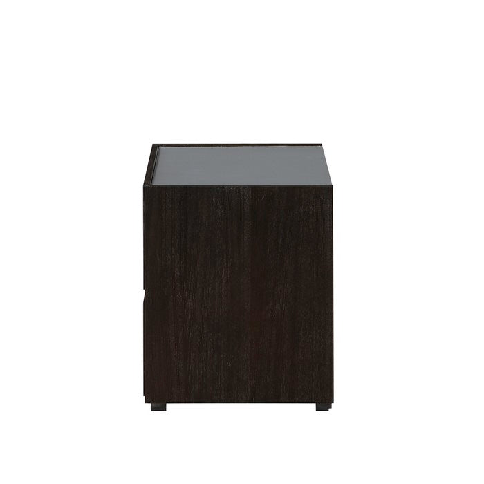 Contemporary style Wooden Nightstand with 2 Drawers, Brown and Gray