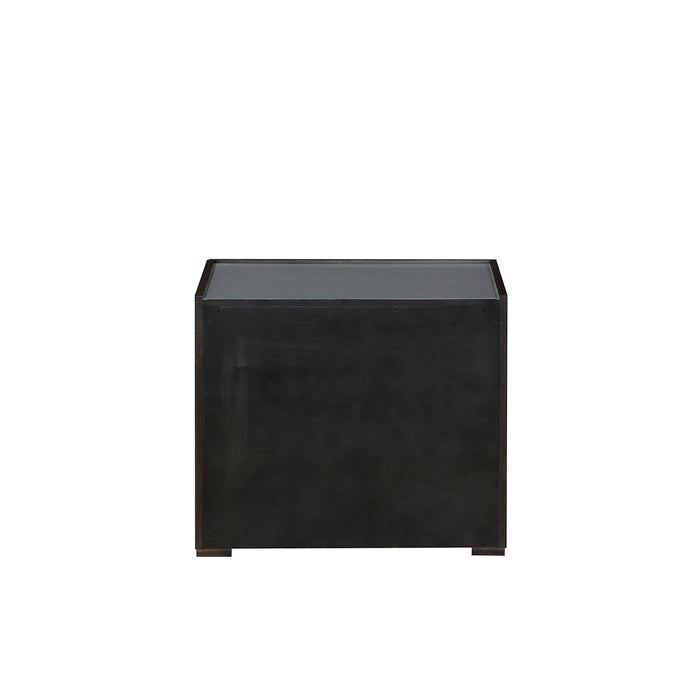 Contemporary style Wooden Nightstand with 2 Drawers, Brown and Gray