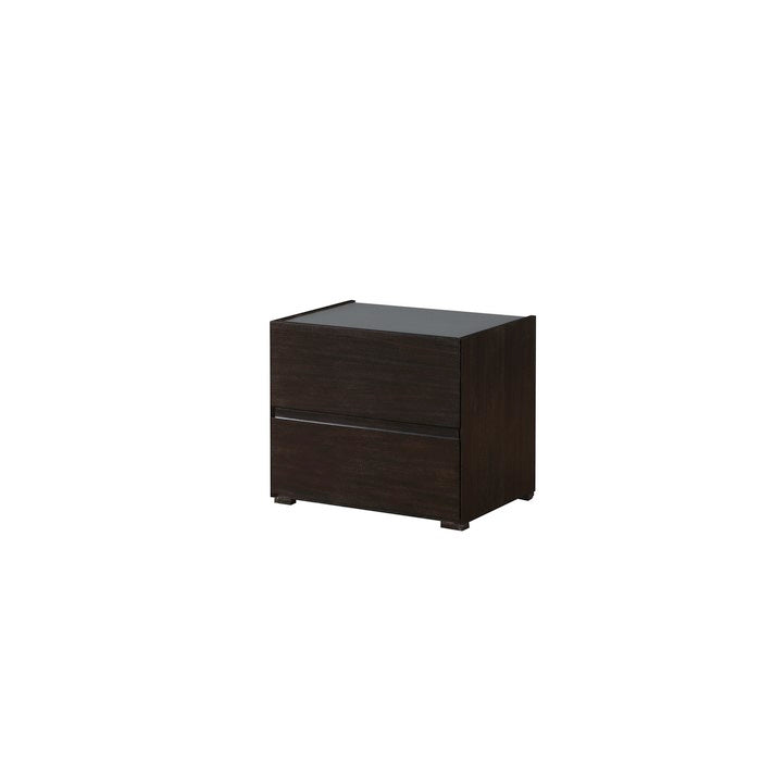 Contemporary style Wooden Nightstand with 2 Drawers, Brown and Gray