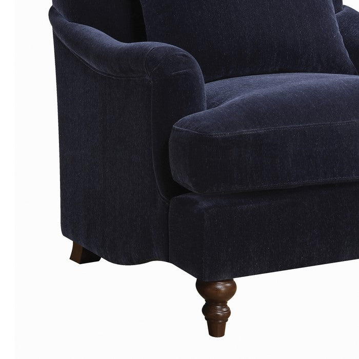 Woven Fabric Upholstered Wooden Accent Chair with Matching Pillow, Blue