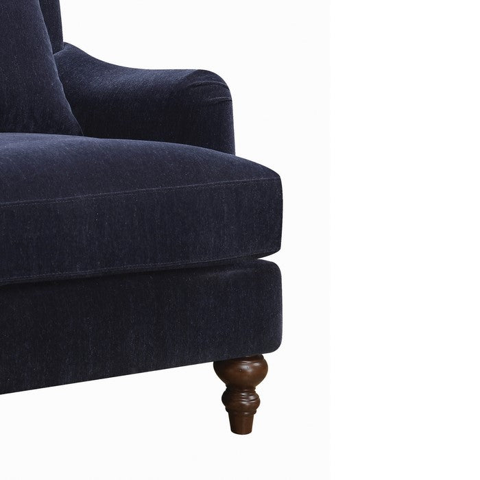Woven Fabric Upholstered Wooden Accent Chair with Matching Pillow, Blue