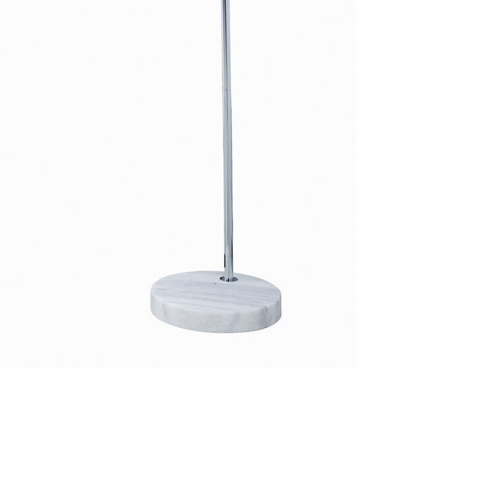 Crystal Accented Tiered Metal Floor Lamp with Marble Base, Silver and White