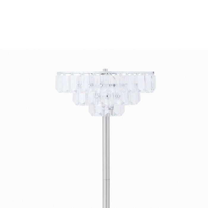 Crystal Accented Tiered Floor Lamp with Metal Base, Silver