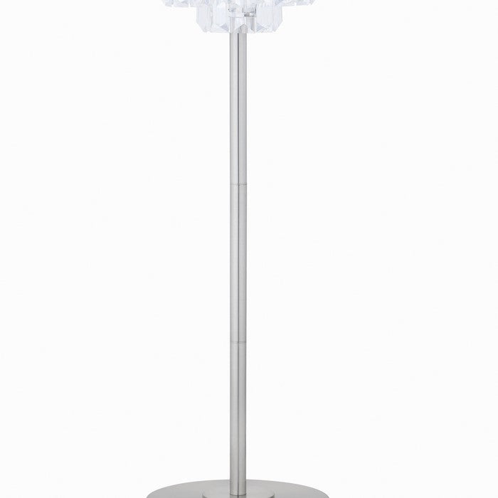 Crystal Accented Tiered Floor Lamp with Metal Base, Silver