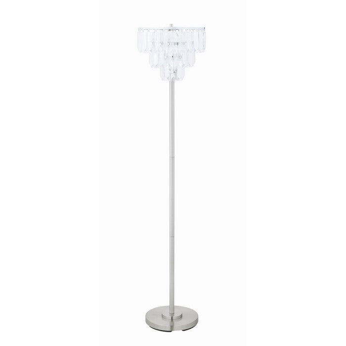 Crystal Accented Tiered Floor Lamp with Metal Base, Silver