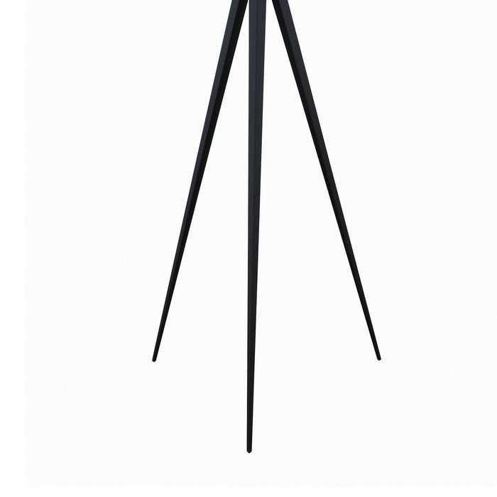 Height Adjustable Metal Tripod Floor Lamp with Fabric Shade, White and Black