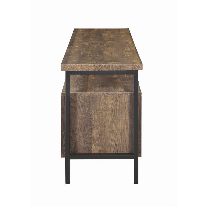 Industrial Style 70 inch Wooden TV Console with Metal Legs and Open Shelf Storage, Brown