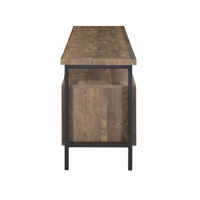 Industrial Style 70 inch Wooden TV Console with Metal Legs and Open Shelf Storage, Brown