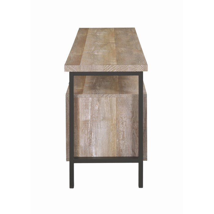 70 inch Wooden TV Console with Metal Legs and Open Shelf Storage, Brown