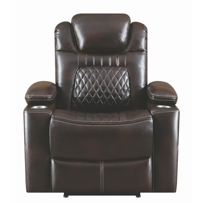 Leatherette Diamond Tufted Power Recliner with Power Adjustable Headrest, Brown