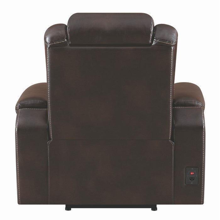 Leatherette Diamond Tufted Power Recliner with Power Adjustable Headrest, Brown